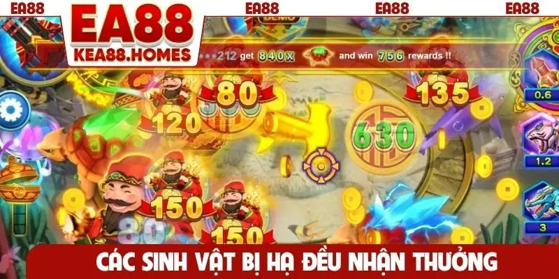 Các sinh vật bị hạ đều nhận thưởng