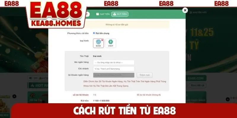Cách rút tiền từ EA88
