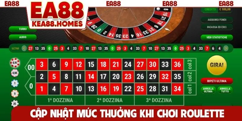 Cập nhật mức thưởng khi chơi Roulette