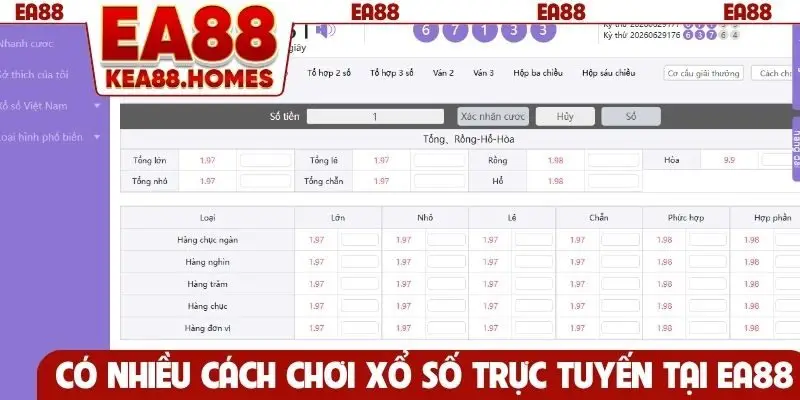 Có nhiều cách chơi xổ số trực tuyến tại EA88