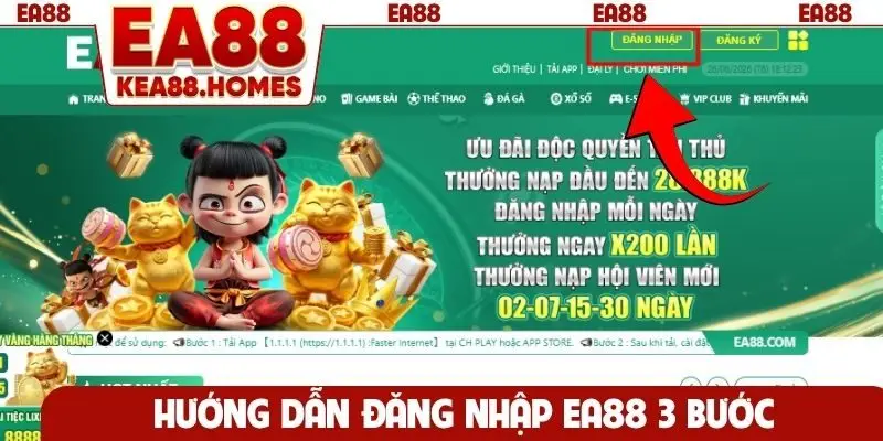 Hướng dẫn đăng nhập EA88 3 bước