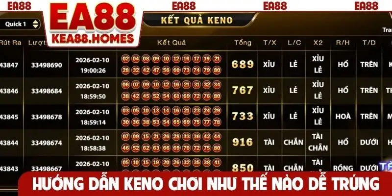 Hướng dẫn Keno chơi như thế nào dễ trúng