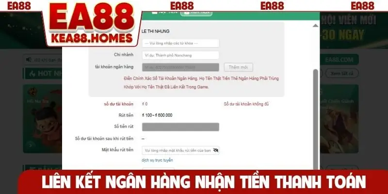 Liên kết ngân hàng nhận tiền thanh toán