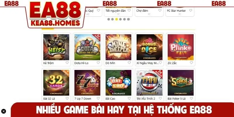 Nhiều game bài hay tại hệ thống EA88